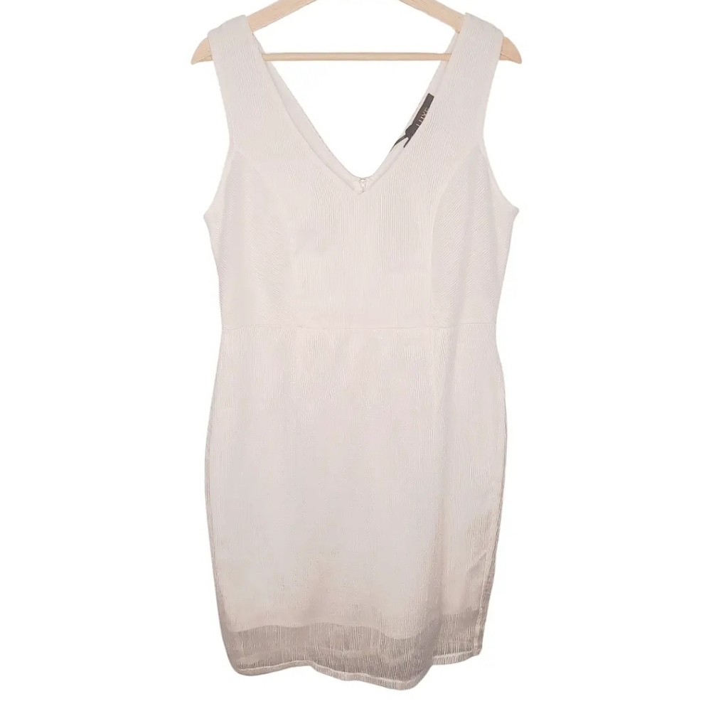 LUXE White Sleeveless Midi Dress with Lace